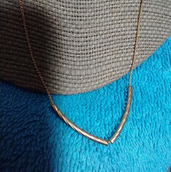 Goldtone chain with goldtone tube beads vintage - Picture 4 of 4